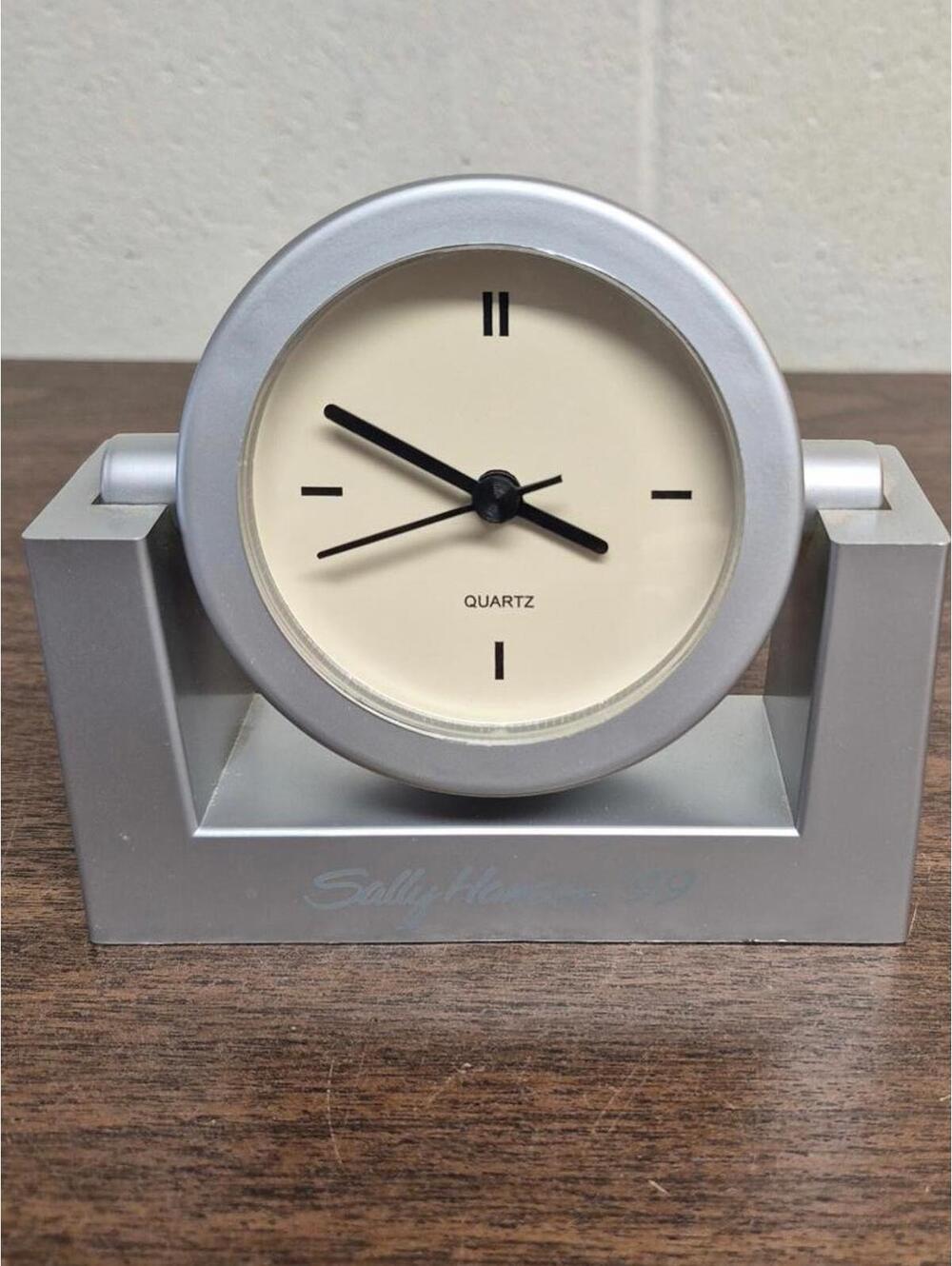 Sally Hansen Quartz Desk Clock - Vintage Silver Finish